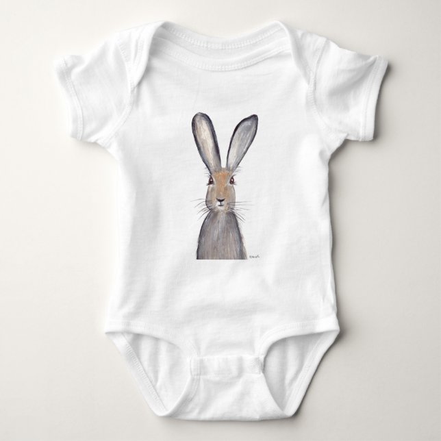 Hasen-Wasserfarbe Baby Strampler (Vorderseite)