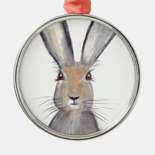 Hasen-Wasserfarbe Silbernes Ornament