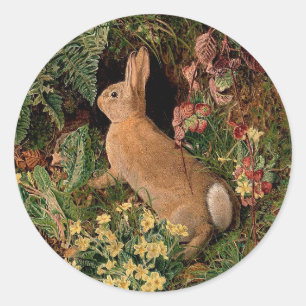 Hasenblumen Farne vintage Wald Frühling Runder Aufkleber