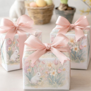 Hasenflorals für Frühling-Ostern Geschenkpapier Set