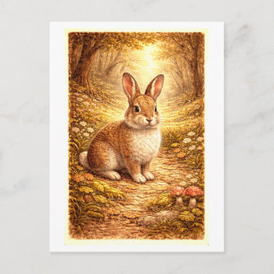 Hasenillustration im Vintage-Stil im Wald Postkarte