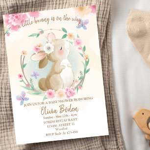Hasenkaninchen Rosa Mädchen Baby Shower Einladung