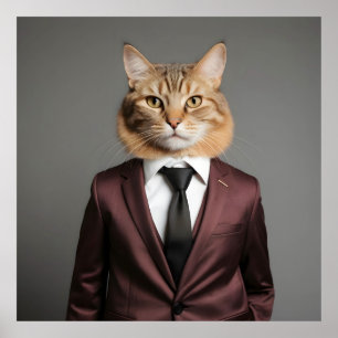 Hasenkatze im Anzug Poster