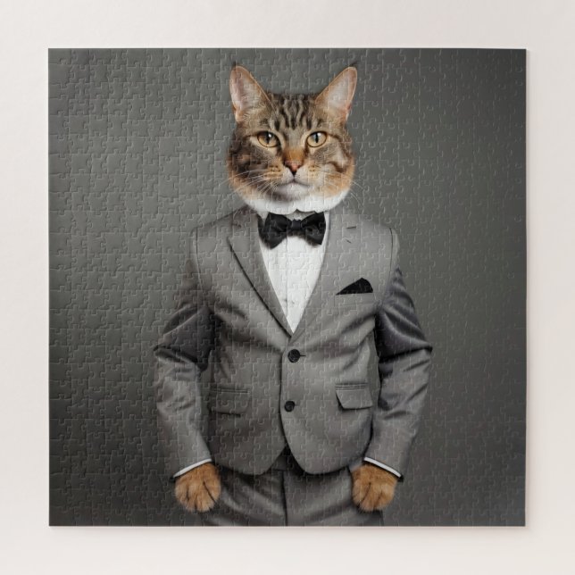 Hasenkatze im Anzug Puzzle (Vertikal)