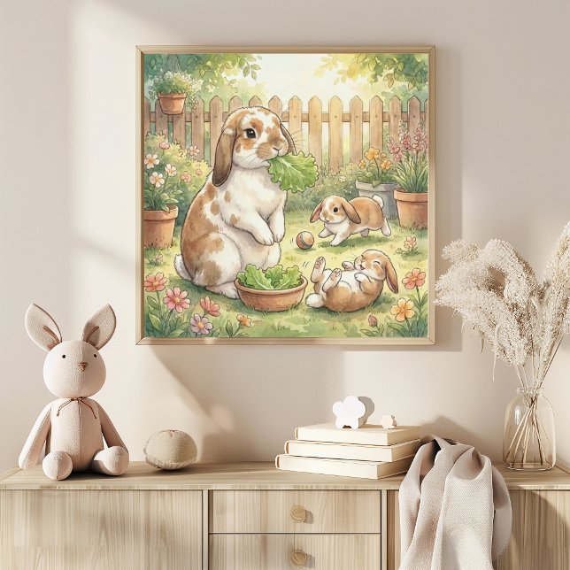 Hasenmutter-und-Babys-Kinderzimmer Poster (Von Creator hochgeladen)