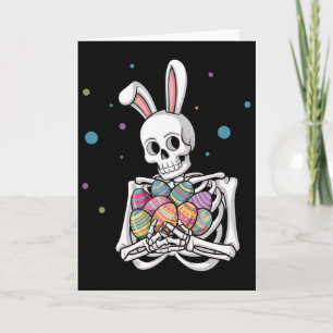 Hasenskelett hält Osterhasen lustiges Ostern Da Karte