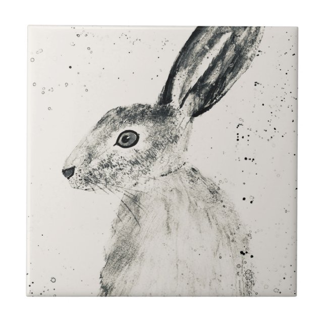 Hasentiere Kaninchen Vintage Kachel (Vorderseite)