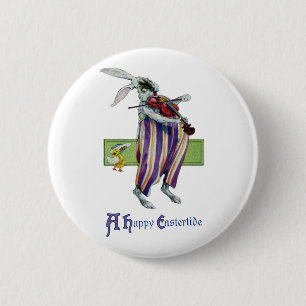 Hasenviolinist vintage Ostern Button