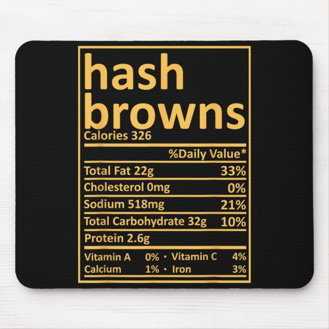 Hash Browns Nutrition Thanksgiving Food Facts Xmas Mousepad (Vorne)