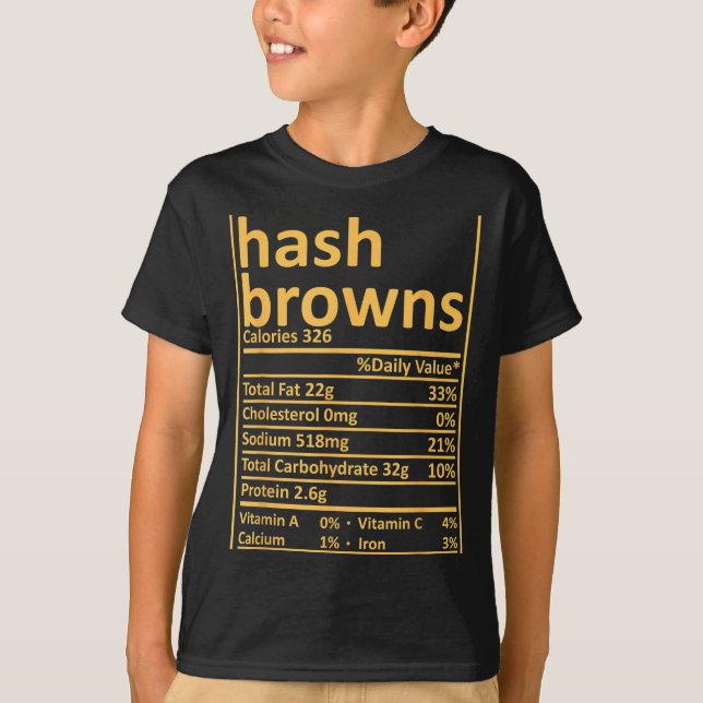 Hash Browns Nutrition Thanksgiving Food Facts Xmas T-Shirt (Vorderseite)