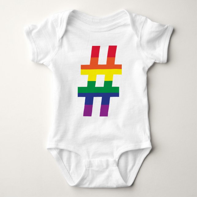 Hash Tag Gay Pride Baby Strampler (Vorderseite)