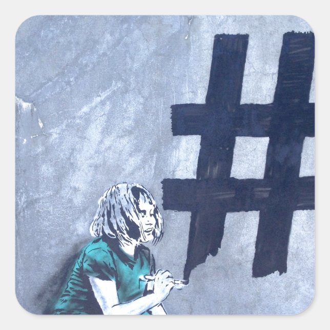 Hash tag Graffiti Quadratischer Aufkleber (Vorderseite)
