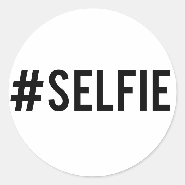 Hash Tag Selfie, Wortart, Textdesign für T - Shirt Runder Aufkleber (Vorderseite)