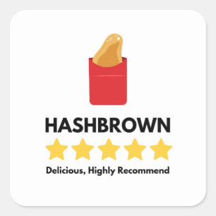 Hashbraun Fast Food Potato Liebhaber Quadratischer Aufkleber