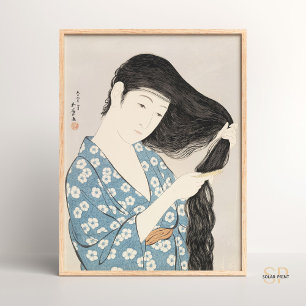 Hashiguchi Goyo Frau kämmt ihr Haar Vintage-Kunst Poster