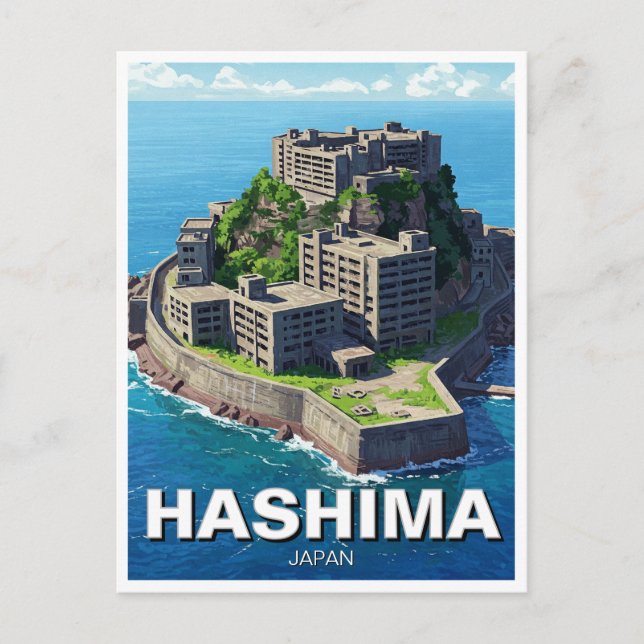 Hashima Japan Battleship Island Gunkanjima Travel Postkarte (Vorderseite)