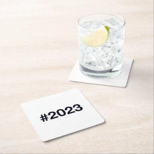 Hashtag 2023 rechteckiger pappuntersetzer