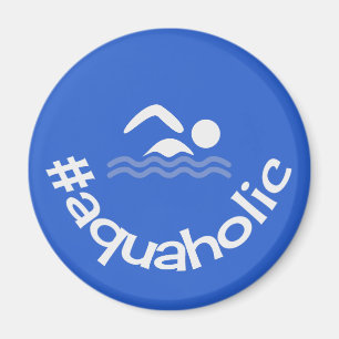 Hashtag Aquaholic lustige blaue Schwimmer Magnet
