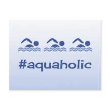 Hashtag Blau Schwimmer Spaß aquaholische Postkarte