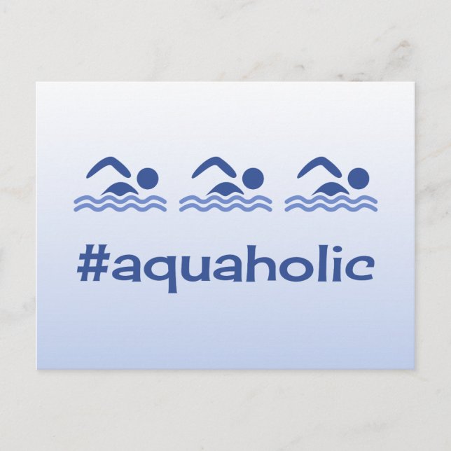 Hashtag Blau Schwimmer Spaß aquaholische Postkarte (Vorderseite)