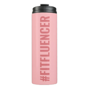 Hashtag Fitfluencer Soft Pink Modern Slogan Thermosbecher