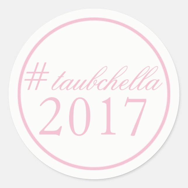 Hashtag Gastgeschenk Hochzeit Aufkleber Rosa/Marin (Vorderseite)