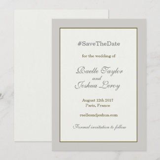 Hashtag Gold Grau Elfenbein Save-the-Date-Ankündig Einladung