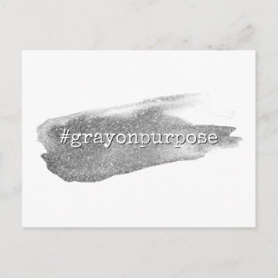 Hashtag Grau auf Purpose Silver Glitzer Pinselstri Postkarte