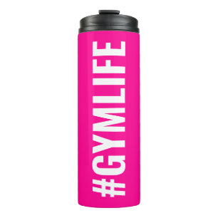 Hashtag Gymlife Hot Pink White Modern Slogan Thermosbecher