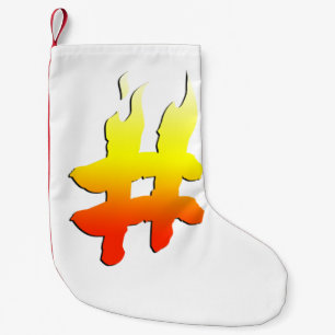 #HASHTAG - Hash-Tag-Symbol auf Feuer Kleiner Weihnachtsstrumpf