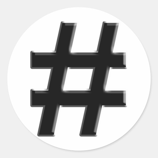 #HASHTAG - Hash Tag Symbol Runder Aufkleber (Vorderseite)