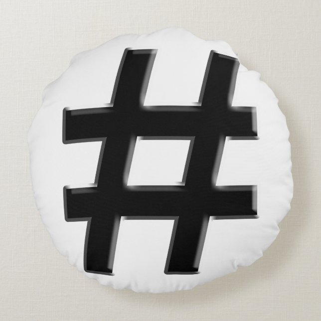 #HASHTAG - Hash Tag Symbol Rundes Kissen (Rückseite)