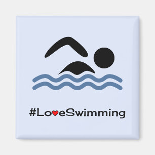 Hashtag-Liebe Schwimmen Spaß blauen Sport Magnet