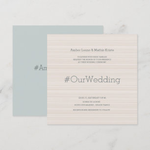 Hashtag moderne, elegante beige Cyan Streifen Hoch Einladung