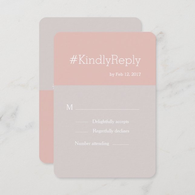 Hashtag moderne lila graue blaue Korallenhochzeit  Einladung (Vorne/Hinten)