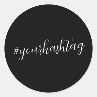 Hashtag | Modernes Script Trendy Black Classic Rou Runder Aufkleber