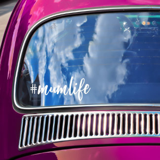 Hashtag #Mumlife White Calligraphy Motherhood Car Fensteraufkleber
