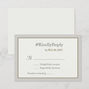 Hashtag personalisiert-Graugold-Hochzeit rsvp Einladung