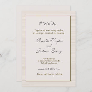 Hashtag personalisierte goldgraue Streifen Hochzei Einladung