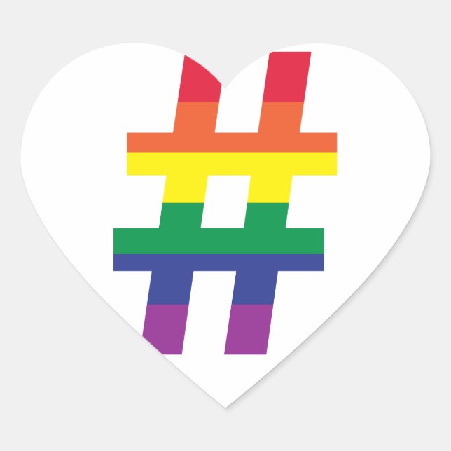 Hashtag, Regenbogenflagge Herz-Aufkleber (Vorderseite)