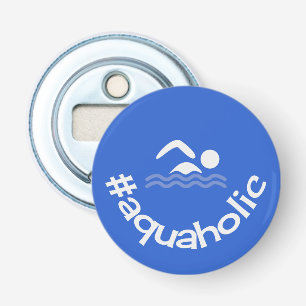Hashtag schwimmendes Blau aquaholic Slogans Flaschenöffner