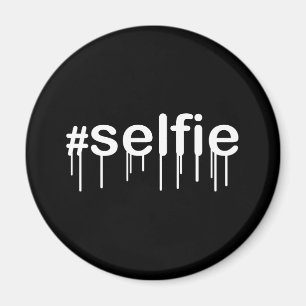 Hashtag Selfie Drooling Black Decor Magnet