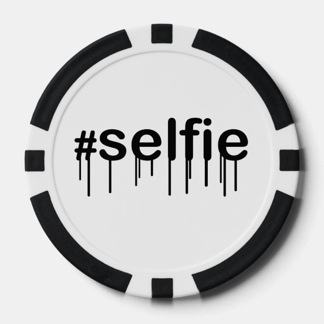 Hashtag Selfie Drooling Typografie Pokerchips (Vorderseite)