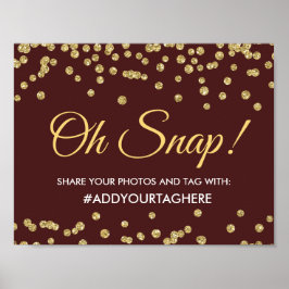 Hashtag Sign Gold Imitate Glitzer Confetti Marsala Poster