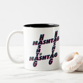 Hashtag typografisches 3D Zweifarbige Tasse