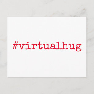 Hashtag Virtual Hug in Bright Red on White Postkarte