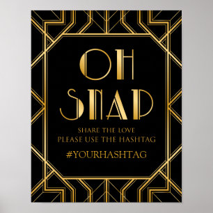 Hashtag Wedding Sign   Gatsby Art Deco Poster