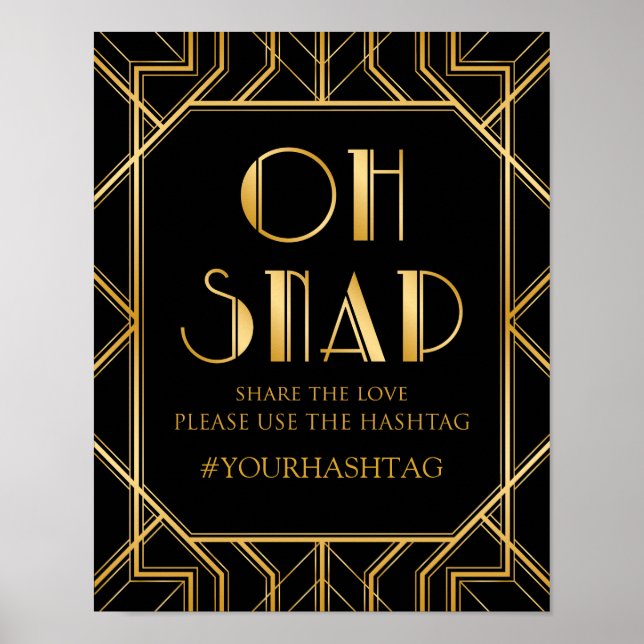 Hashtag Wedding Sign | Gatsby Art Deco Poster (Vorne)