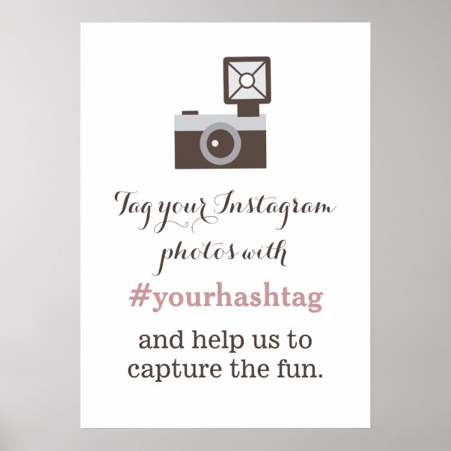 Hashtag-Zeichen für Vintage Camera Instagram-Fotos Poster (Vorne)