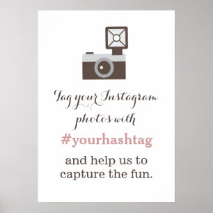 Hashtag-Zeichen für Vintage Camera Instagram-Fotos Poster